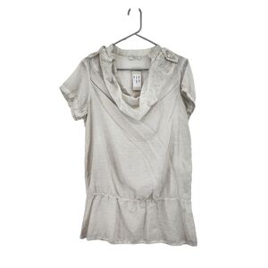 Saga Women's Cotton Silk Blend Cowl Neck Peplum Top - 2